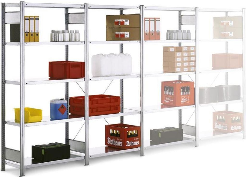 Komplettregal FALKE | Light-Duty | HxBxT 200x207x50cm | 5 Ebenen | Fachlast 150kg | Einseitig nutzbar | Verzinkt