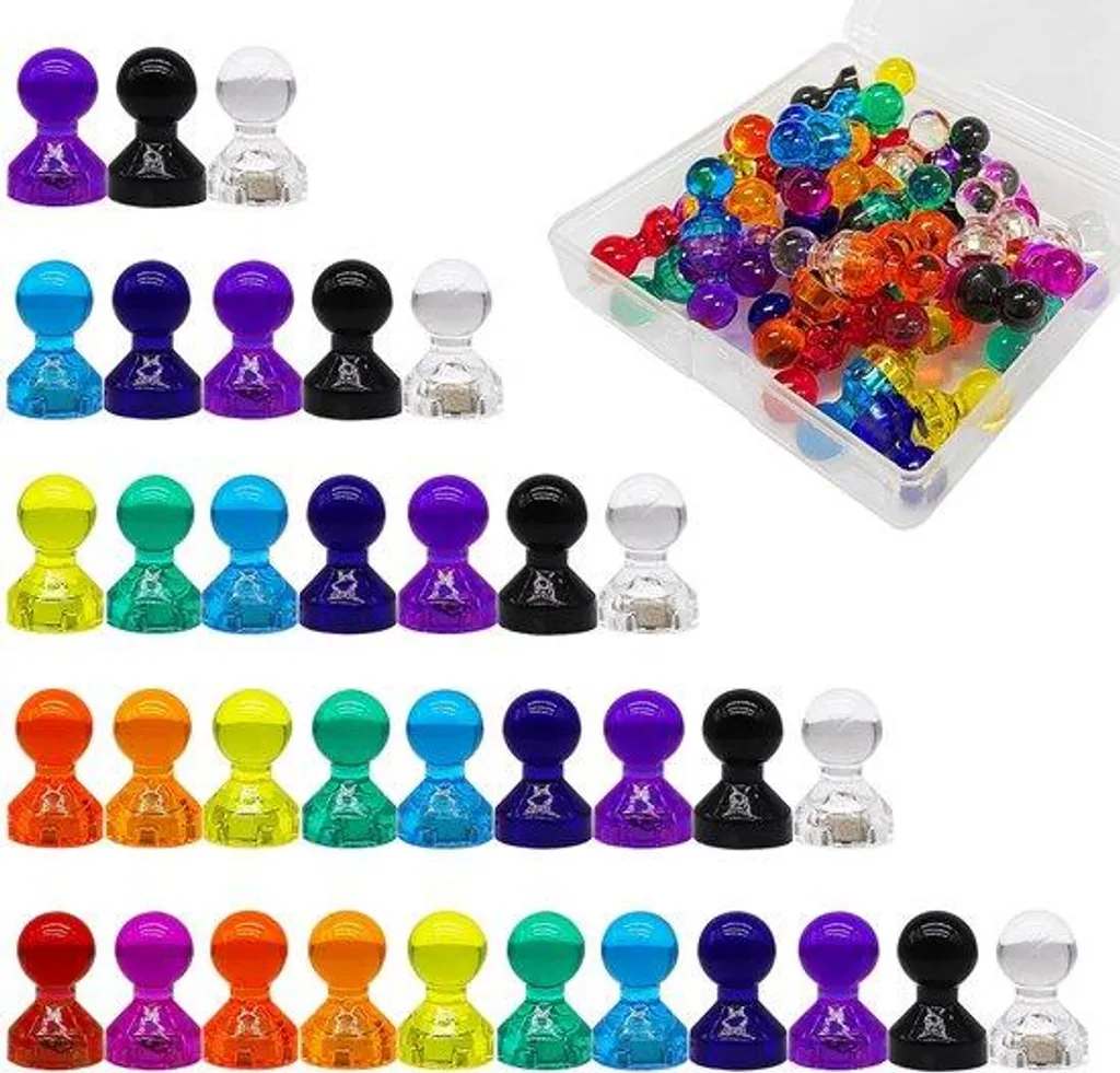 Punaise magnétique colorée pour tableau blanc et frigo - Lot de 55 pièces