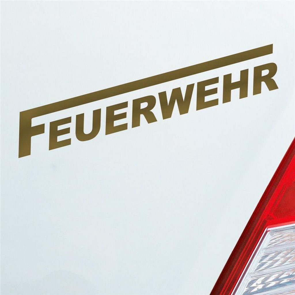 Auto Aufkleber Feuerwehr langes F Leben Retten Löschen Bergen 19x3 cm Gold Sticker Heckscheibenaufkleber