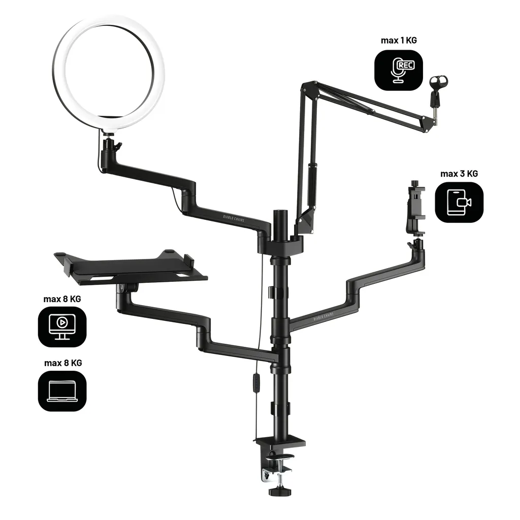 Pack vlogging complet avec support téléphone et lampe LED circulaire - 4