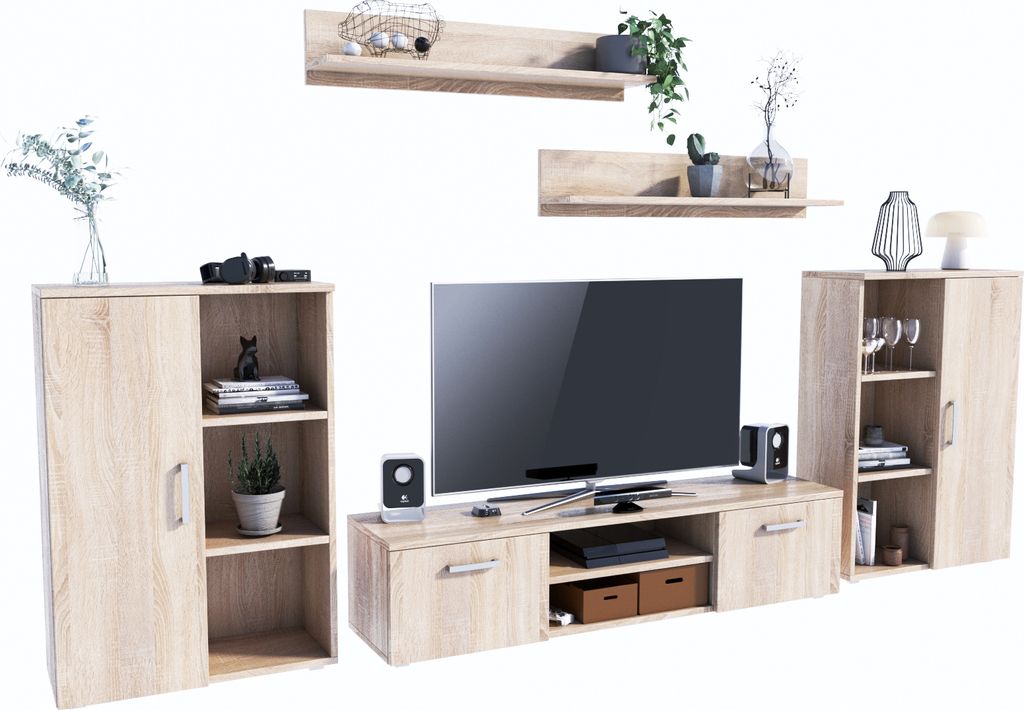 Per La Vita Schrankwand Herkules Wenge - Wohnzimmermöbel Set Mit TV-Schrank & Regalen