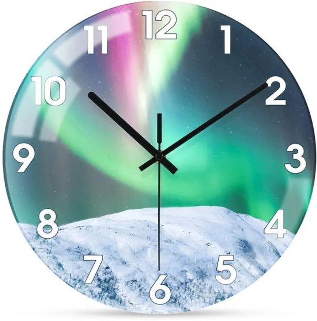 Horloge murale facile à lire et silencieuse - Verre 30 cm blanc vert