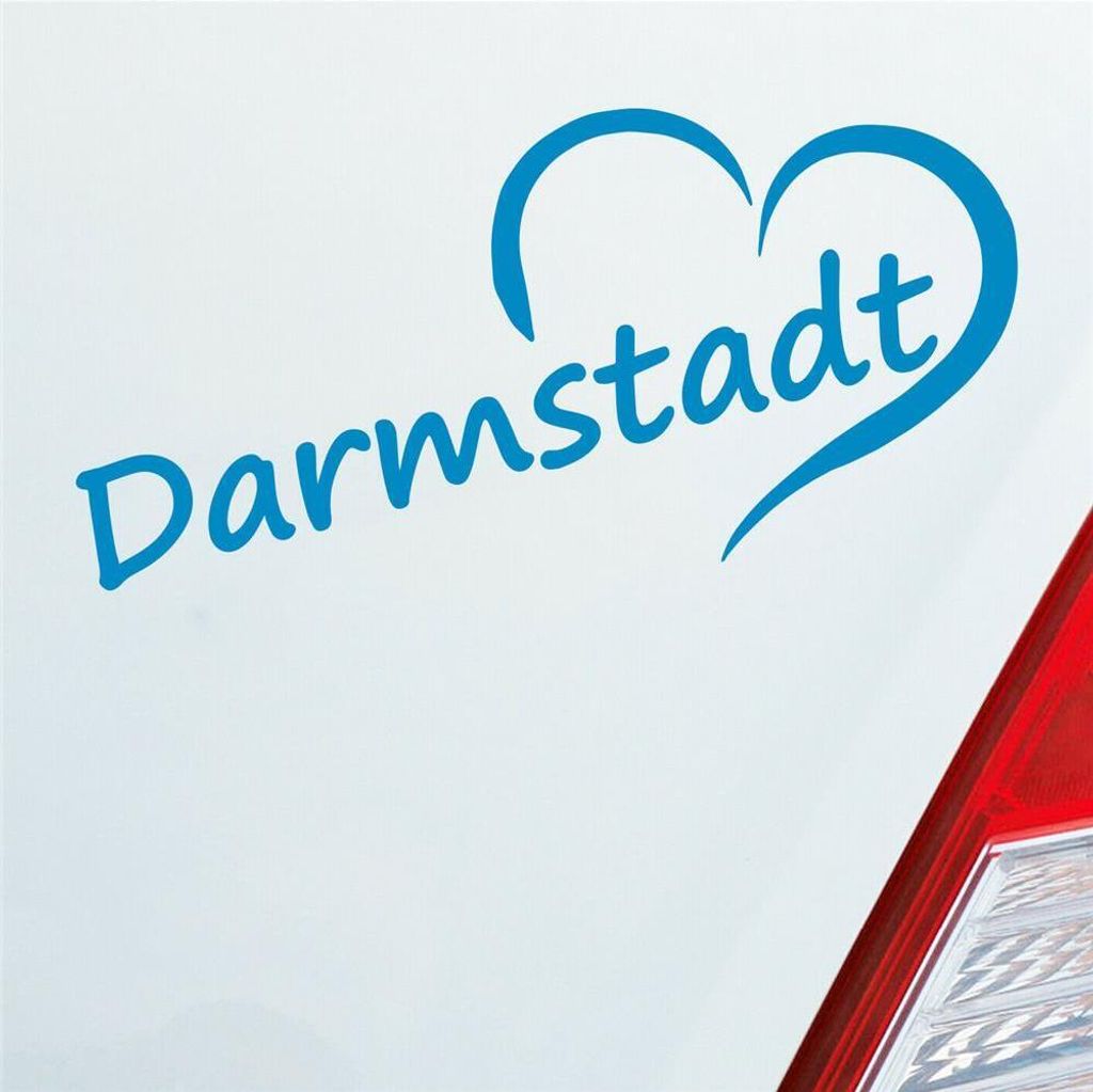 Auto Aufkleber Darmstadt Herz Stadt City Liebe Love Heart 15x8 cm Hellblau Sticker Heckscheibenaufkleber
