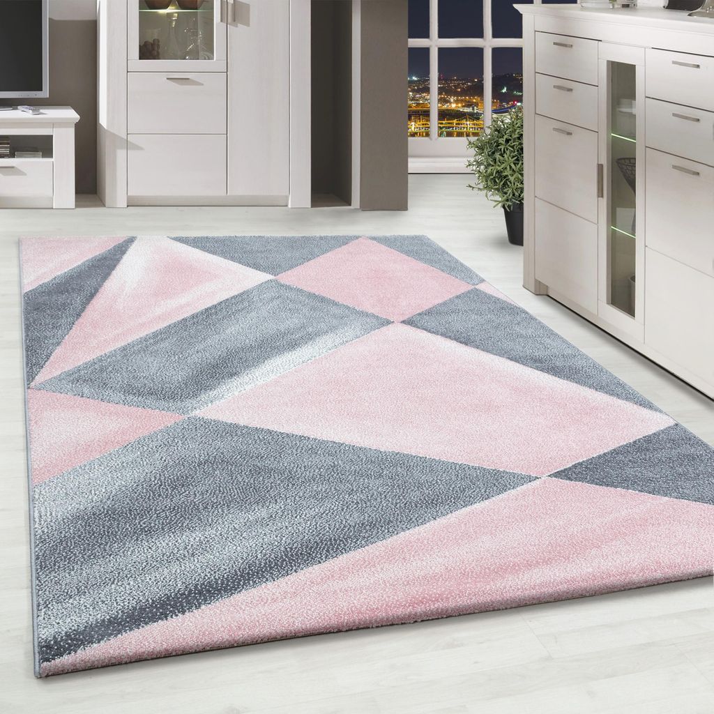 Homebyhome Kurzflor Teppich, Moderner Wohnzimmer Teppich mit Abstraktem Design, Pflegeleicht & Weich Größe 120x170 cm