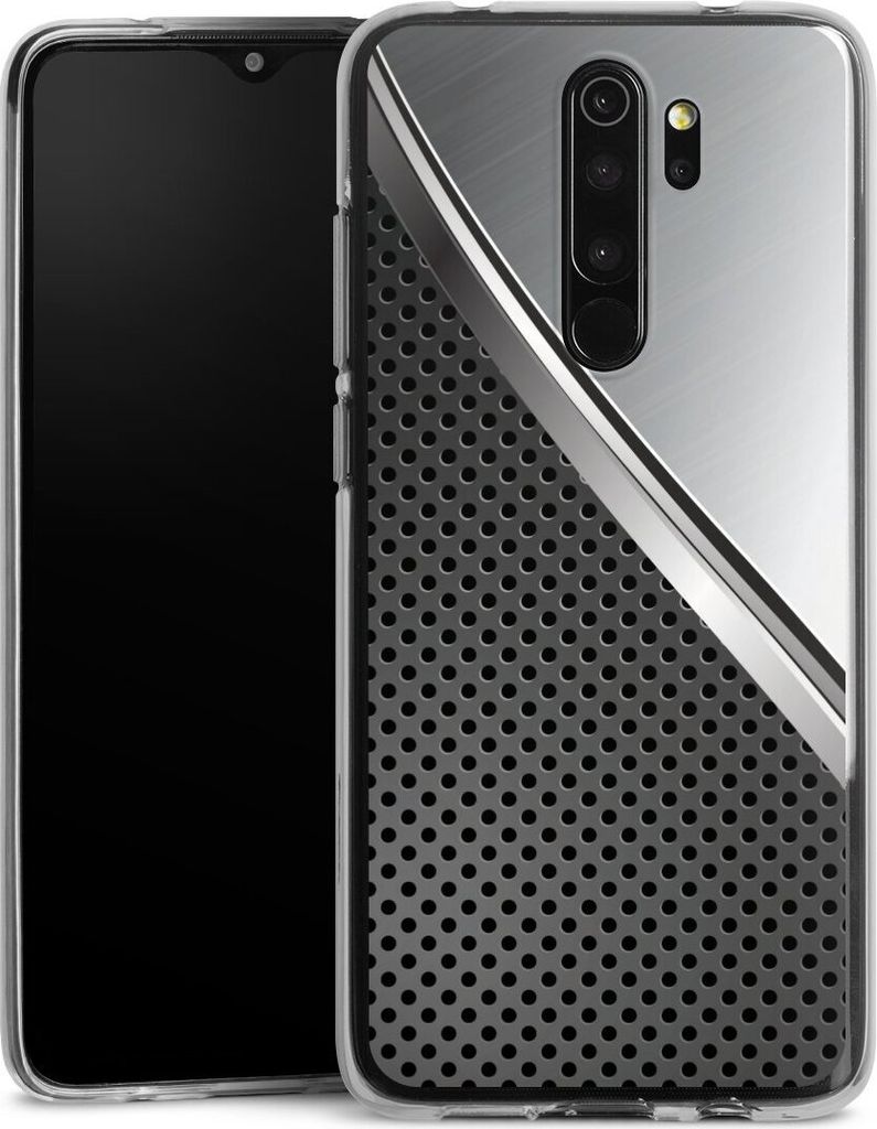 DeinDesign Handyhülle für Xiaomi Redmi Note 8 Pro Silikon Hülle Case Smartphone Schutzhülle Carbon Metall Stahl