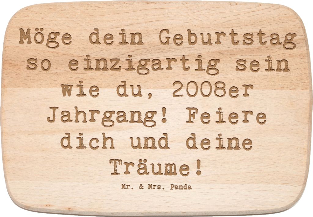Mr. & Mrs. Panda Schneidebrett Holz Spruch 2008 Geburtstag Einzigartig - Transparent - Geschenk, Frühstücksbrettchen, besonderer Tag, Geburtsjahr...