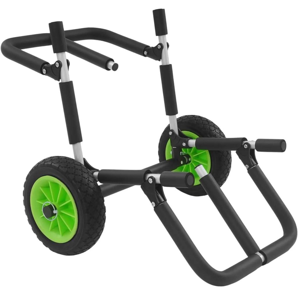 Surf- und Kajakwagen - Transportwagen für Surfbrett/Kajak - Aluminium - Platz für 2 Kajaks - 25 cm Räder - bis 80 kg - Hellgrün