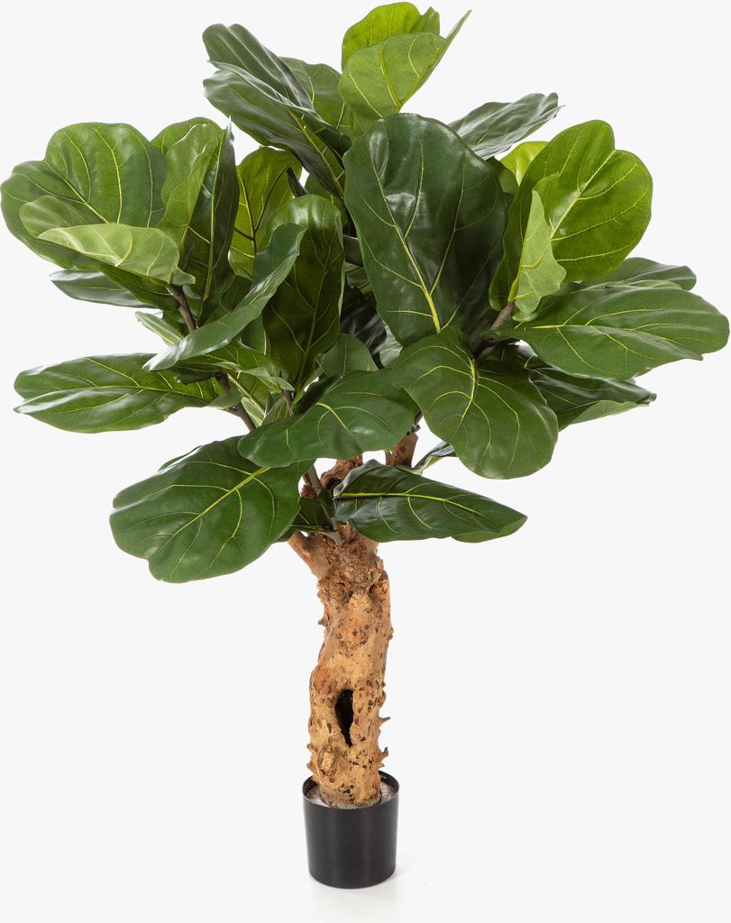 artplants.de Deko Ficus Lyrata HADAR, Naturstamm, grün, 110cm - Künstliche Grünpflanze