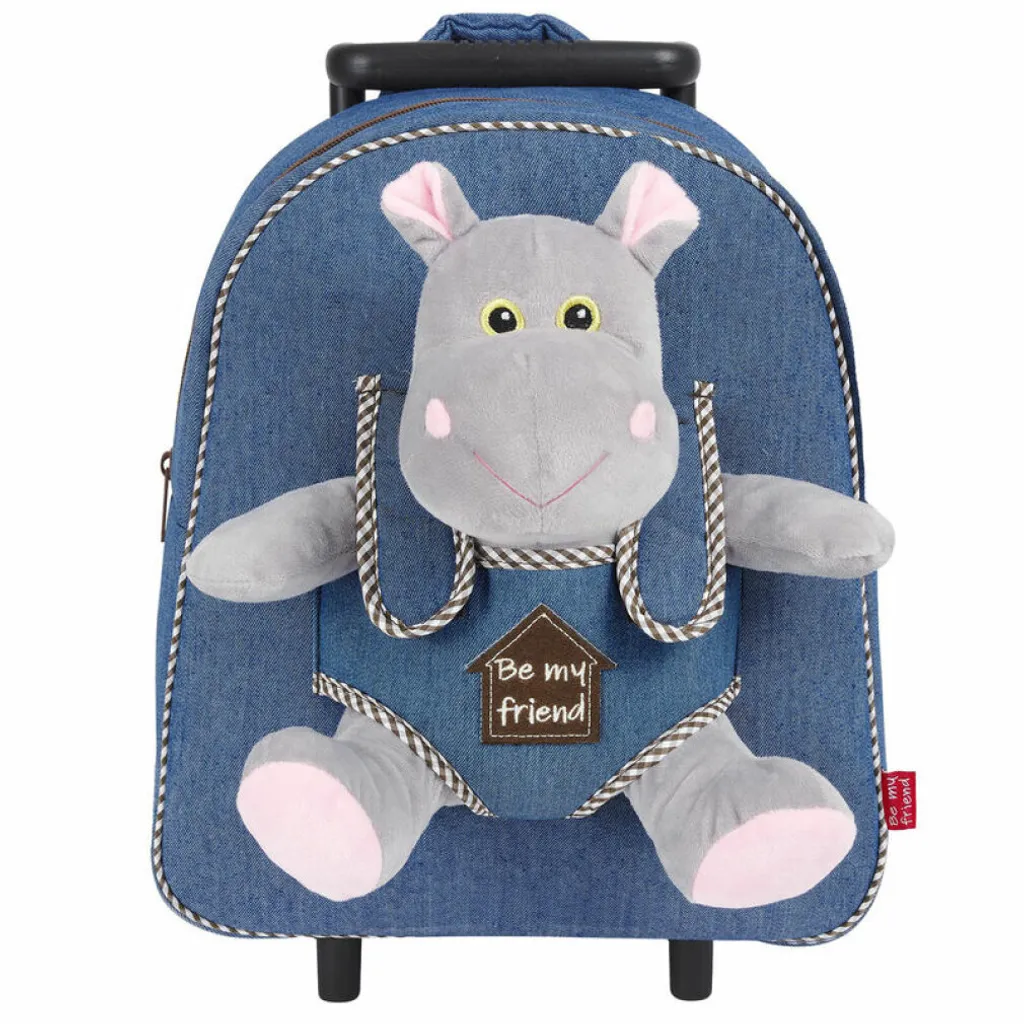 Compagnon Câlin : Peluche Hippo Holly Perletti 38cm avec Petit Chariot