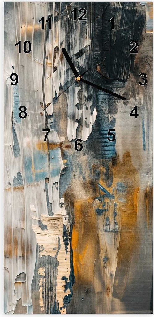 Wanduhr aus Glas mit Motiv Abstrakte Kunstwerke- 30 x 60 cm - inkl. Aufhängesystem