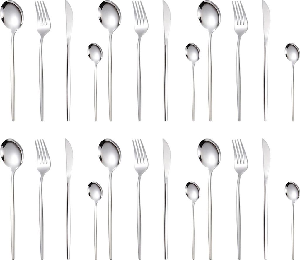 24-teiliges Geschirrset aus Edelstahl, hochglanzpoliertes Besteckset für Zuhause, Restaurant, Gabeln, Löffel, Cutter-Set für den täglichen Gebr...