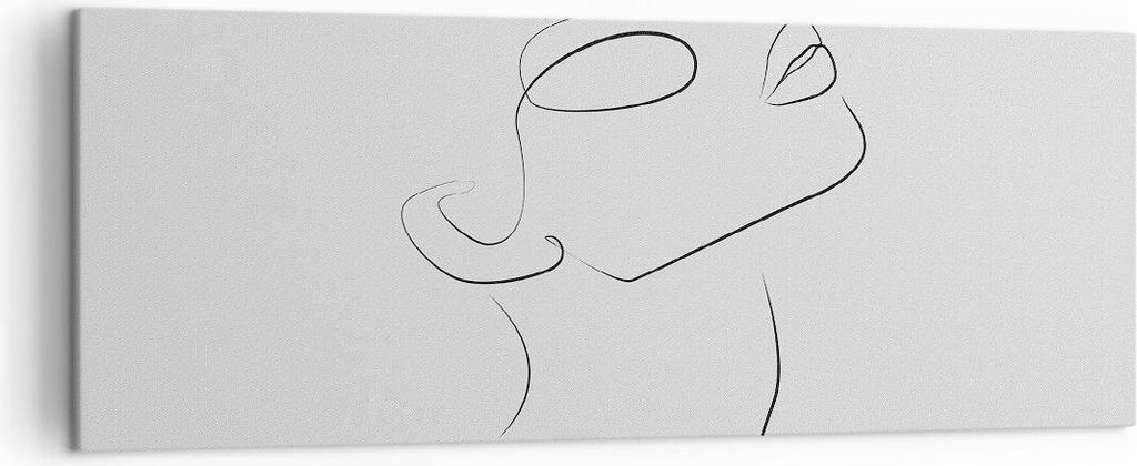 Bild auf Leinwand - Leinwandbild - Einteilig - Stück Linear Gesicht - 140x50cm - Wand Bild - Wanddeko - Wandbilder - Leinwanddruck - Bilder - Wand...
