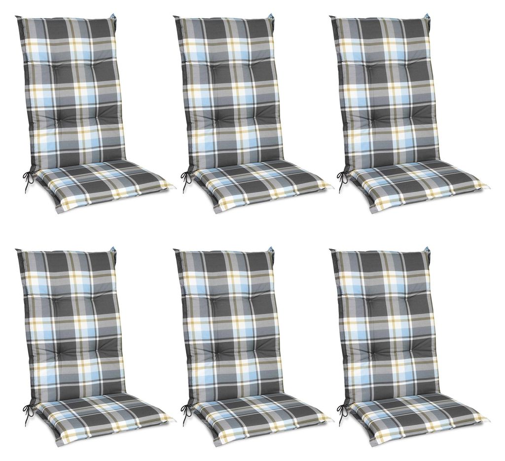 Beautissu 6er Set Hochlehner Auflagen Set 120x50 cm Polster Produktbild 
