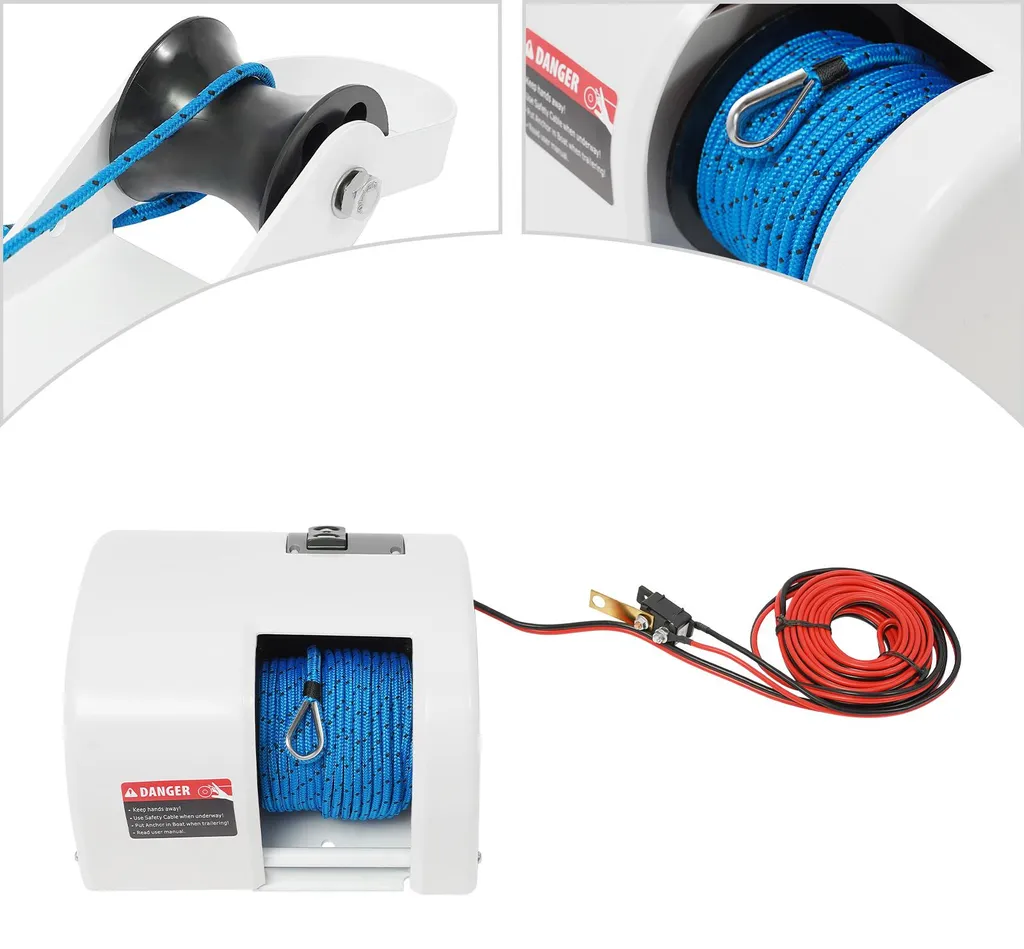 Guindeau électrique 12V avec télécommande sans fil étanche blanc