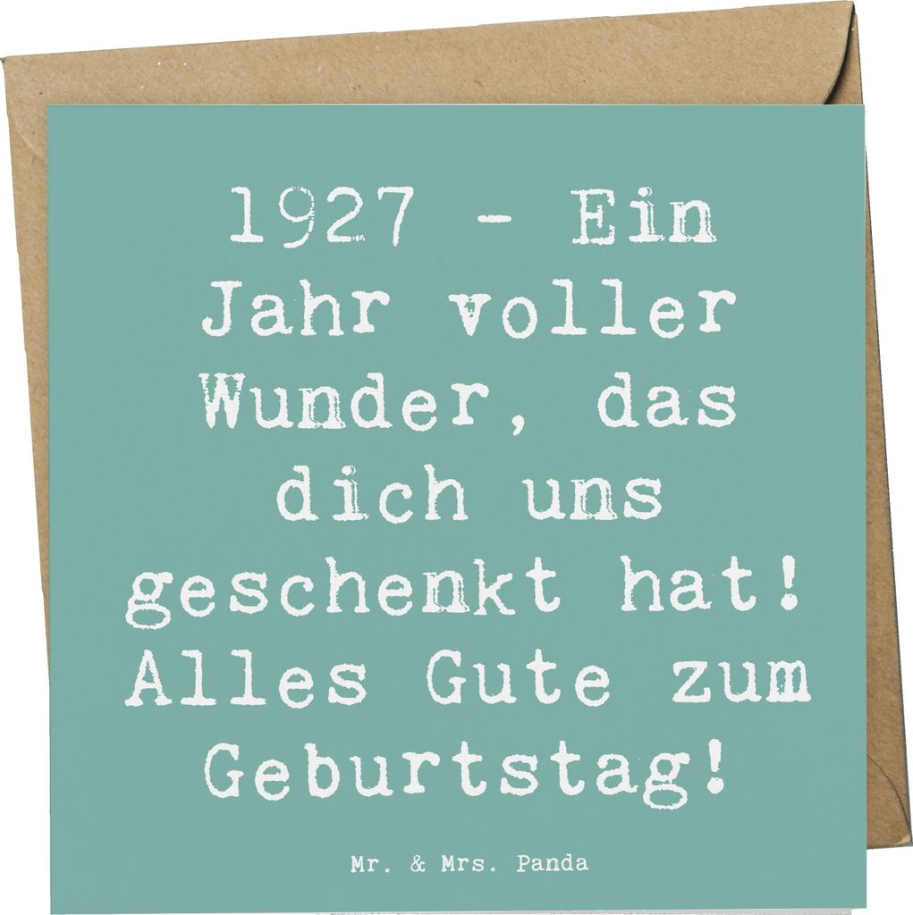 Mr. & Mrs. Panda Glückwunschkarte Spruch 1927 Geburtstag - Meeresbrise - Geschenk, Alter, Erinnerungsgeschenk, Geschenkidee, Geburtsjahr, Klappkar...