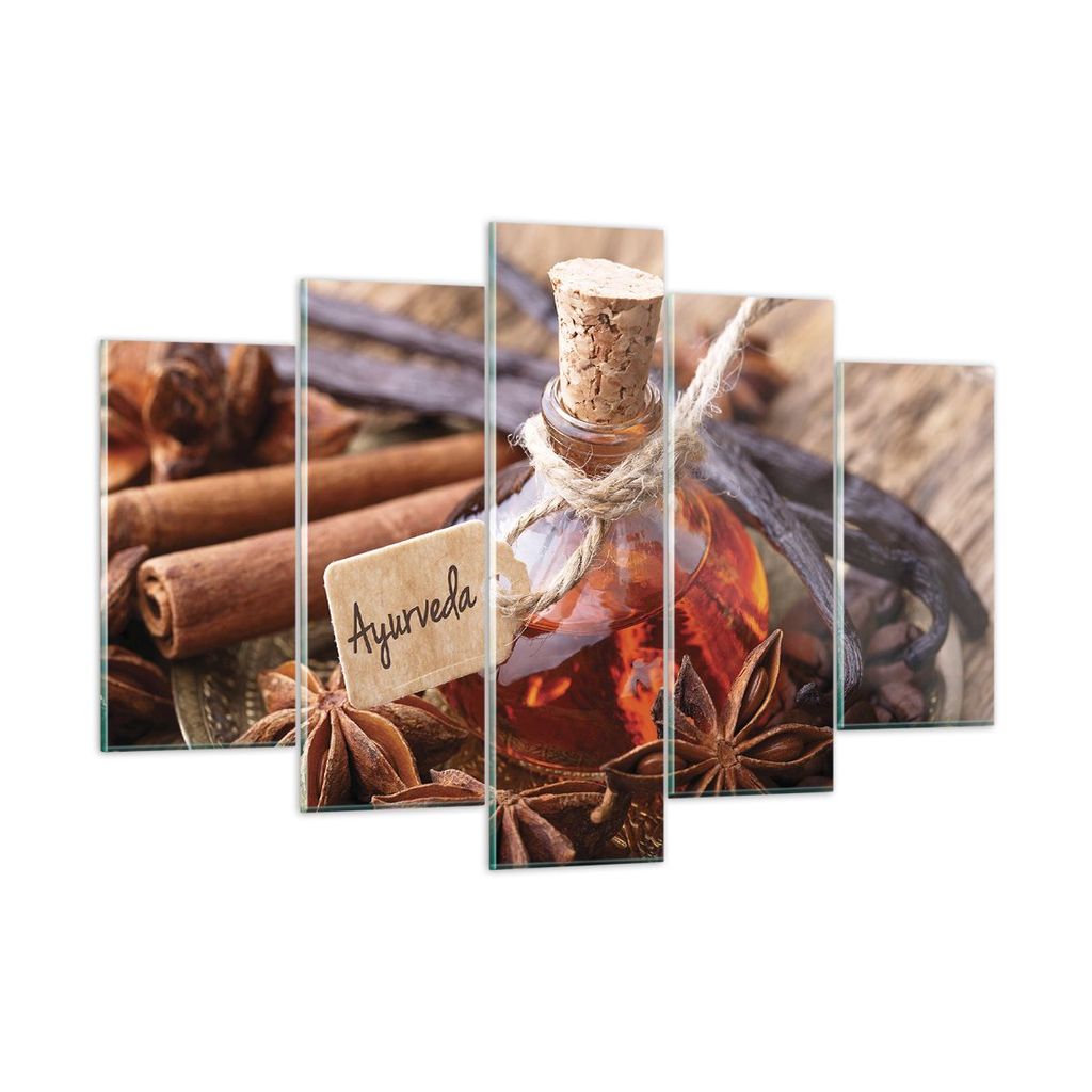 Bilder auf glas - 5 Teile - Ayurwenda Anis Vanille - 150x100cm - Glasbilder - Wandbilder - Bilder - zum Aufhängen bereit - Wanddekoration aus Glas...