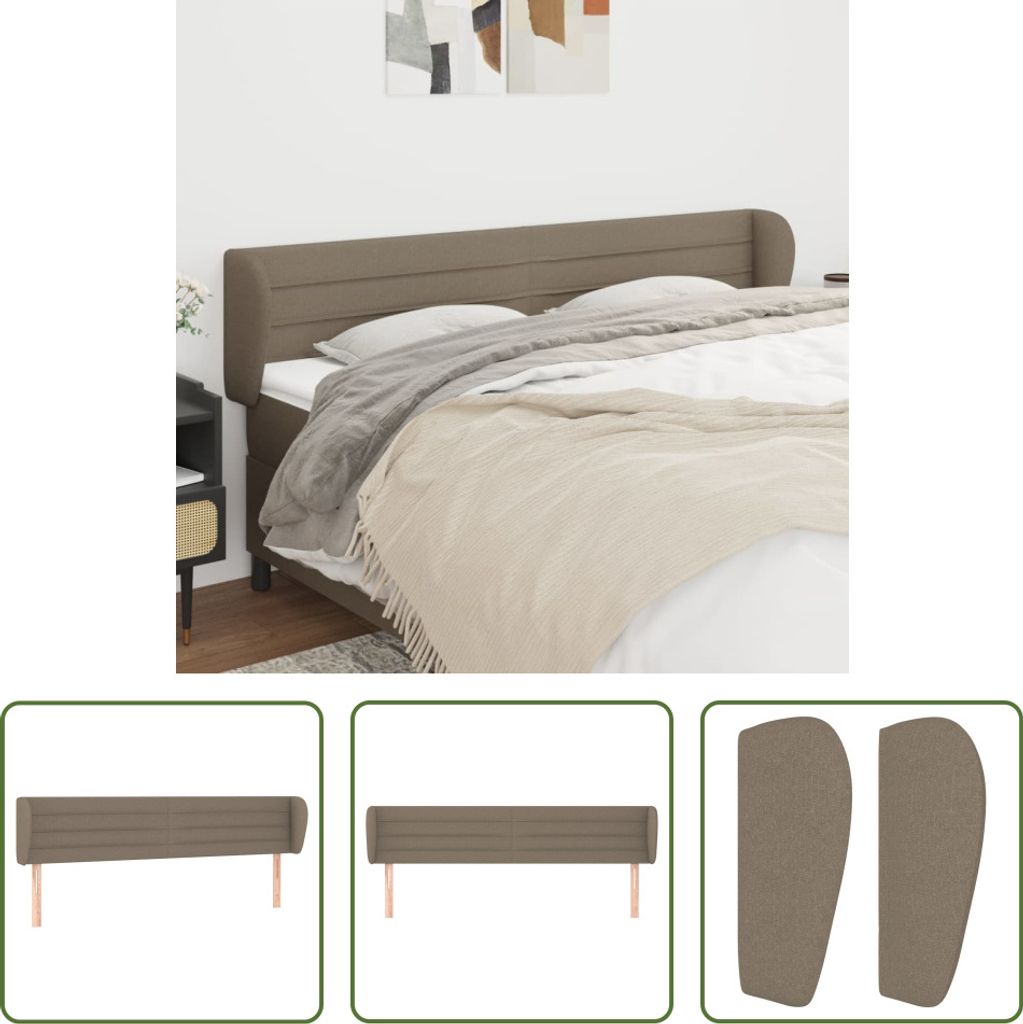 The Living Store Kopfteil mit Ohren Taupe 183x23x78/88 cm Stoff