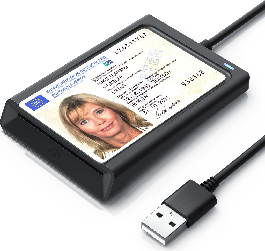 CSL Speicherkartenleser, USB Smart Card Reader mit NFC, Chipkartenleser, für Personalausweis Gesundheitskarte Bankkarte, Win 11 kompatibel