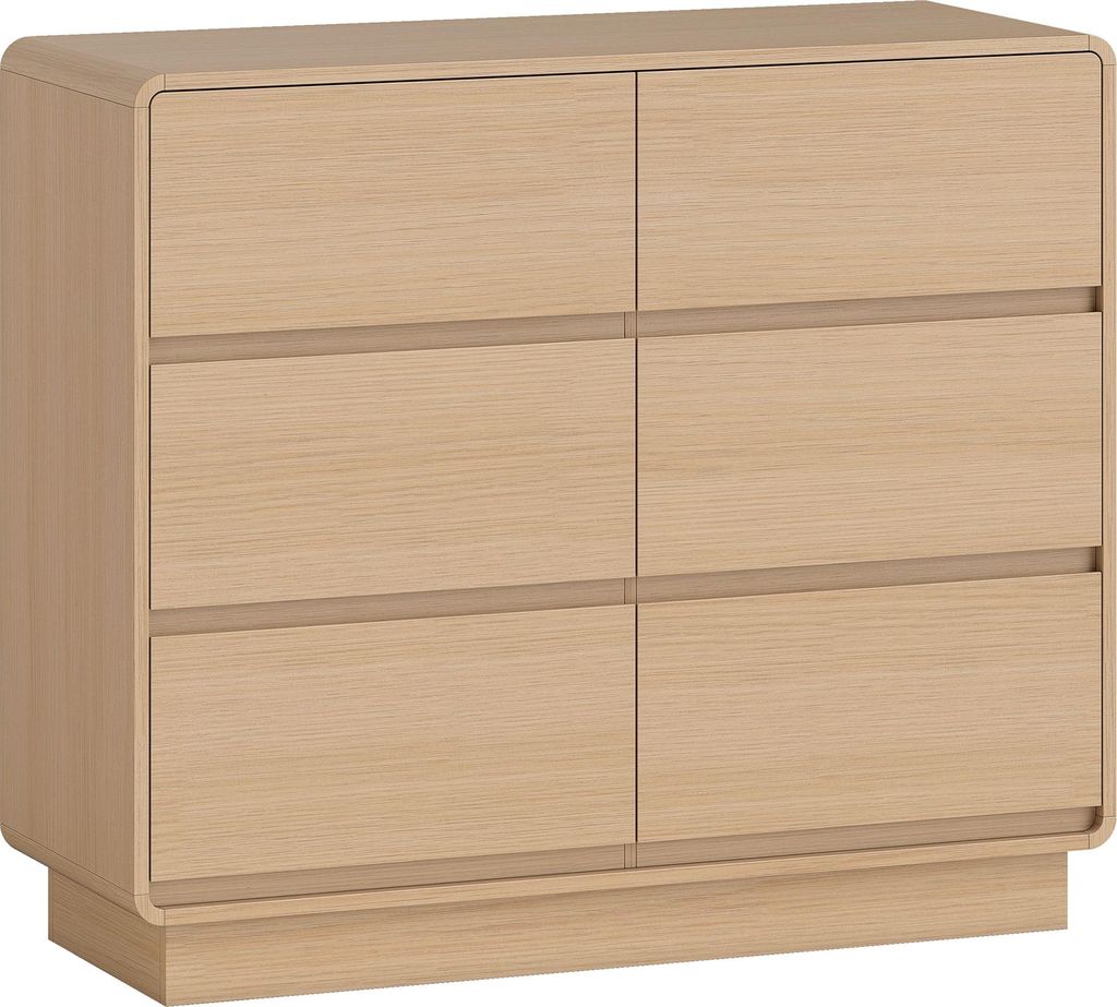 100 cm Sideboard, Buffetschrank mit 6 Schubladen, Kommode für Küche, Wohnzimmer, Esszimmer, Naturholz