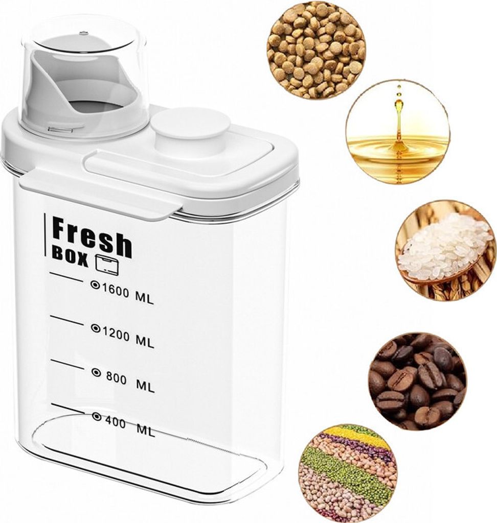 (Weiß,2000ml)Vorratsdosen mit Deckel Tragbar Vorratsdose BPA frei Große Kapazität Aufbewahrungsbox Vorratsbehälter Mehrkorndose Mit Maßsta...