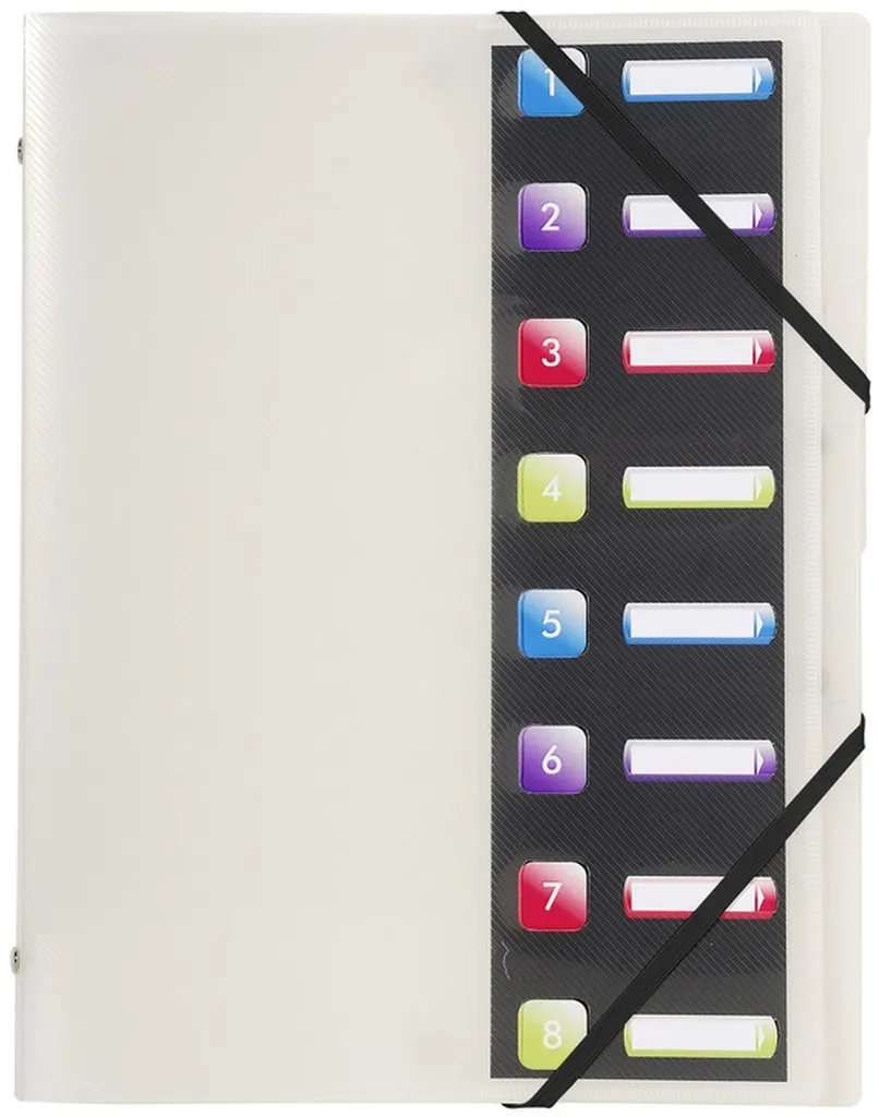 Trieur valisette A4 Crystal Colours avec 8 compartiments et élastiques - 3