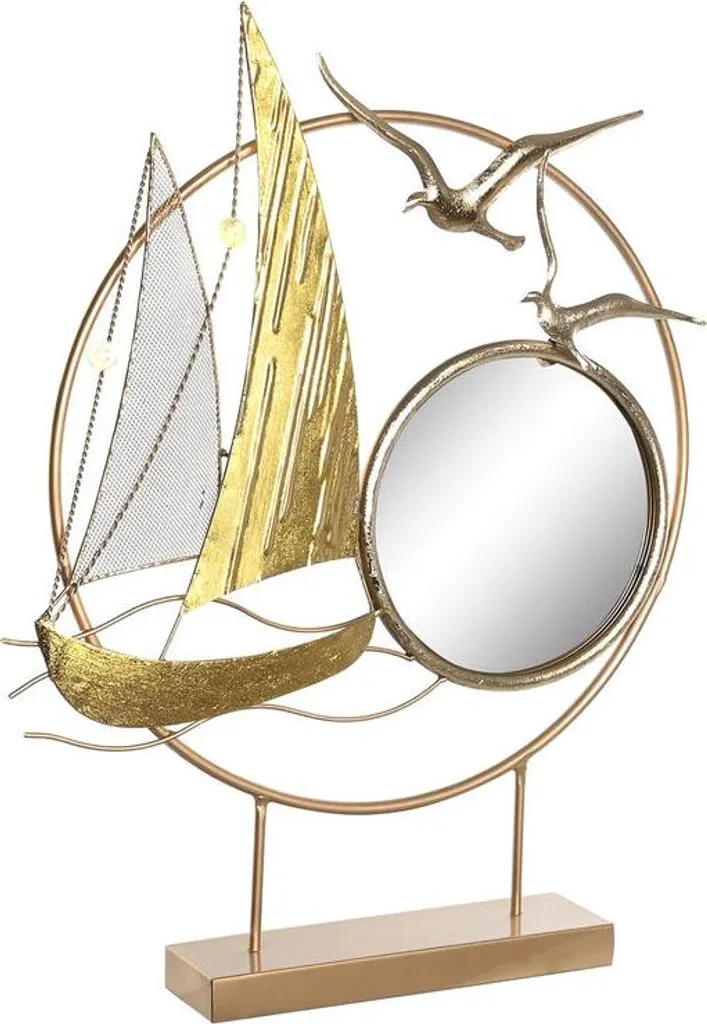 Décoration Murale Méditerranéenne Miroir Doré Métal 67cm DKD Home
