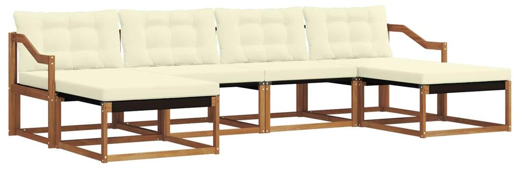 vidaXL Outdoor-Sofagarnitur mit Kissen 6 pcs Natur und Creme