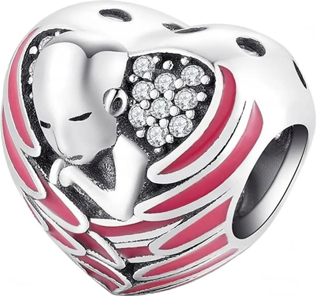 Charm Cuore Angelo Custode S925 Compatibile Pandora | Argento Certificato