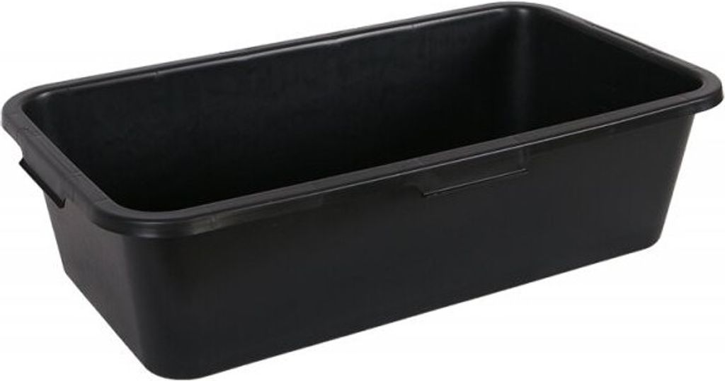 A black rectangular tub is shown against a white background.