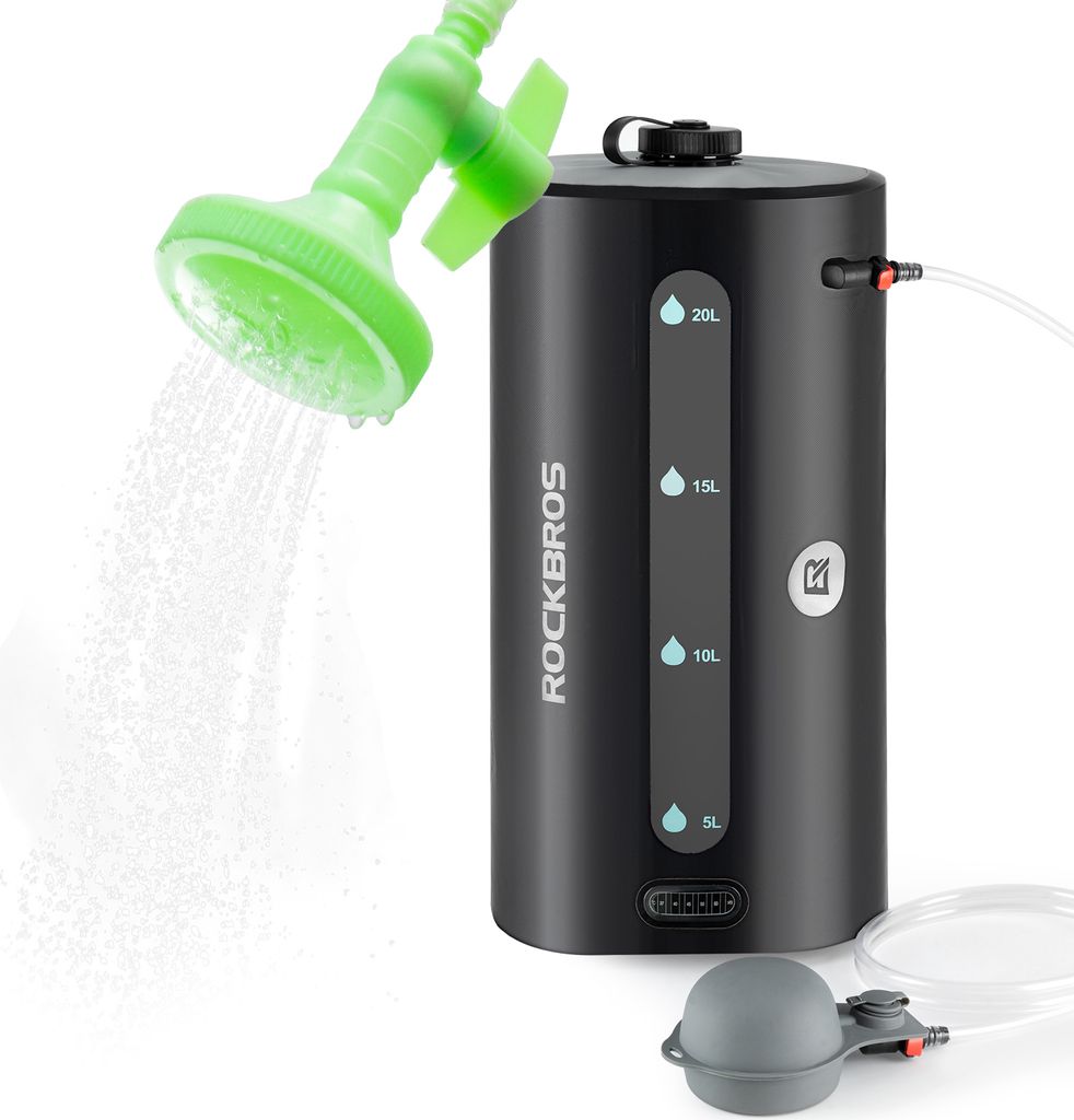 ROCKBROS Dushsack Dusche Tasche, Tragbare 20L, Campingtasche mit Duschkopf, für Camping Wandern Garten