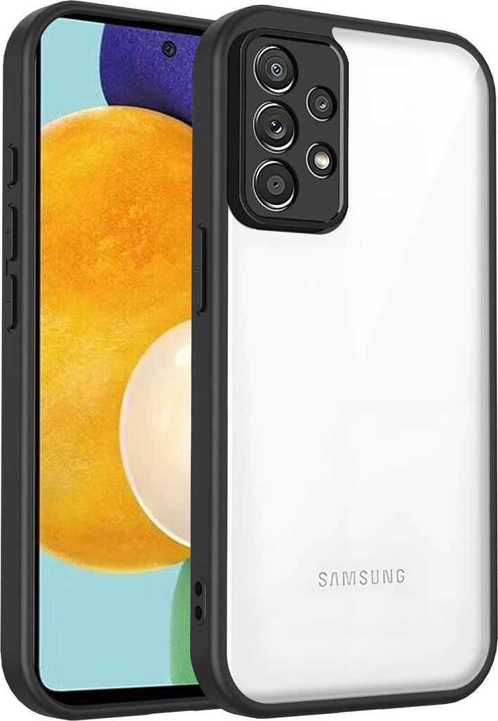 Hülle für Samsung Galaxy A52/A52 5G/A52s 5G Transparente Rückseite TPU Bumper Stoßfest Handyhülle Schwarz