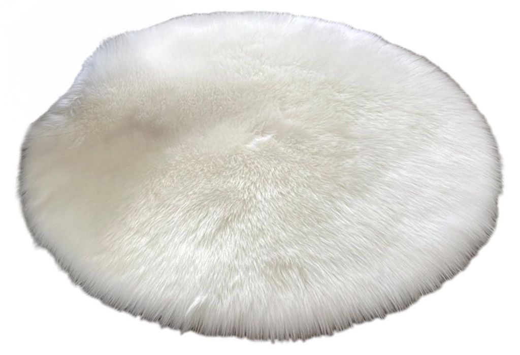Runde, flauschige Plüschmatte, weicher Schlafzimmerteppich, einfarbig, maschinenwaschbar, flauschiger Teppich für Kinderzimmer, Babyzimmer, Wohnz...