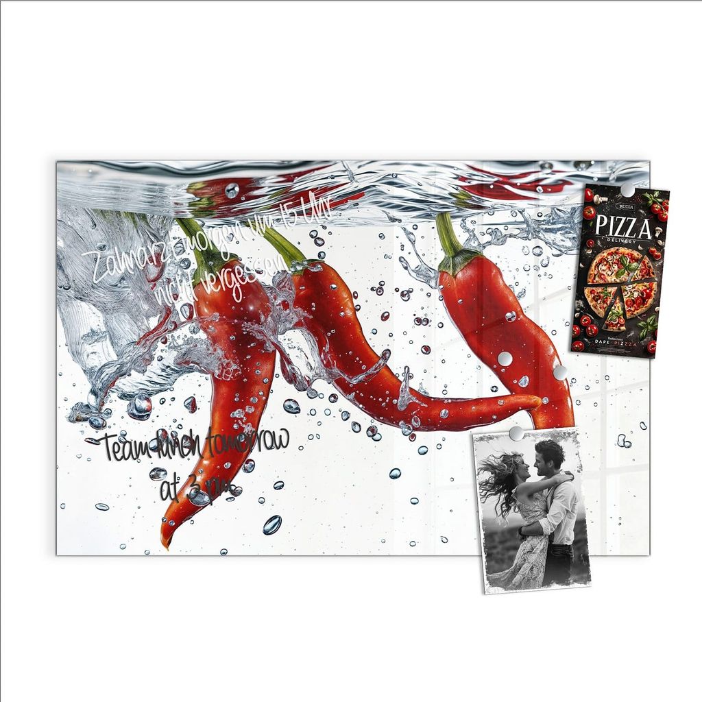 Magnettafel 90x60cm Pinnwand Whiteboard beschreibbar - Chilis im Wasser
