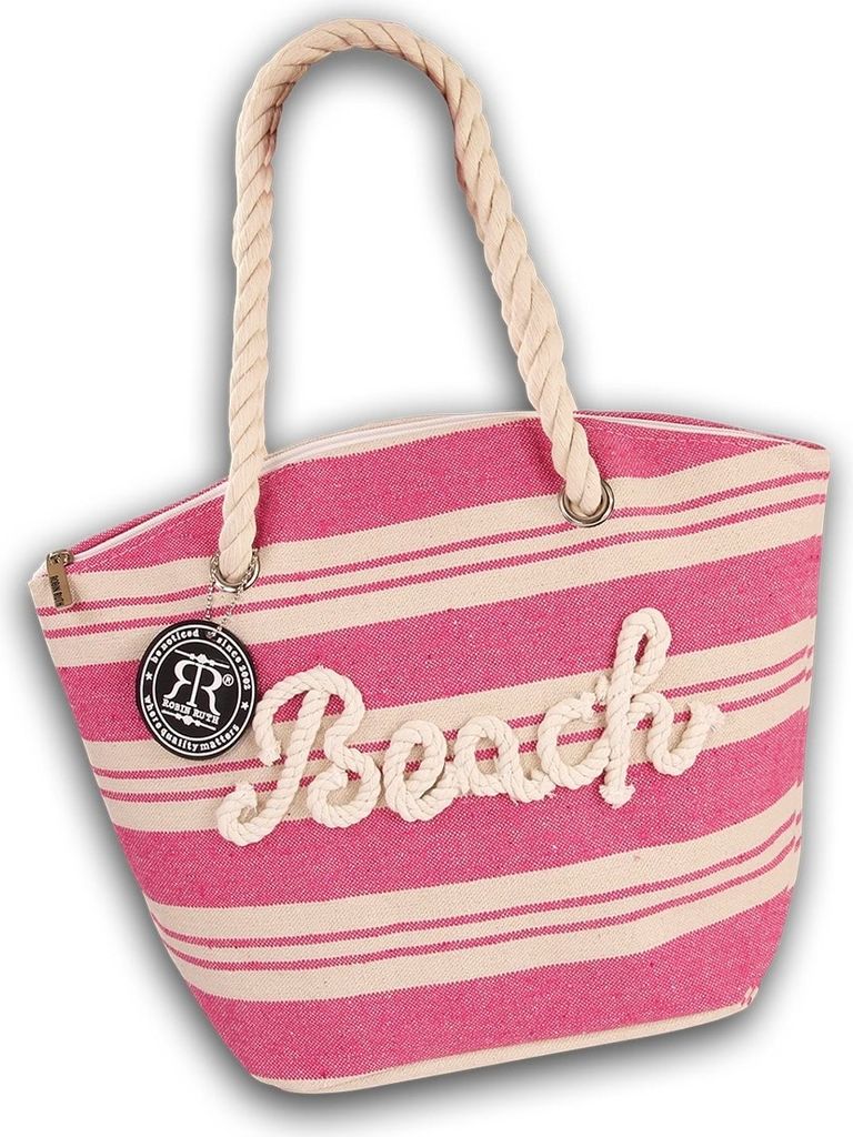 Strandtasche rosa beige Robin Ruth Beach gestreift Baumwolle Polyester D2OTG2200A