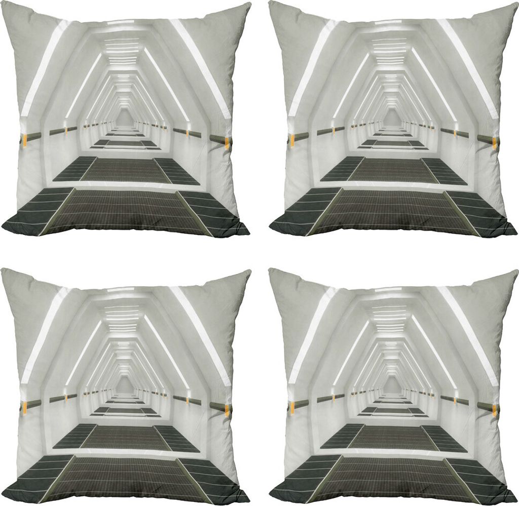 ABAKUHAUS Weltraum Kissenbezug Set (4 Stück), Science-Fiction, Moderner Doppelseitiger Digitaldruck, 45 cm x 45 cm, Armee-Grün Hellgrau