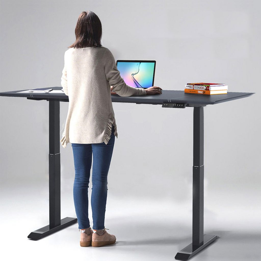 Höhenverstellbarer Schreibtisch bis 80kg belastbar Tischgestell elektrisch grau 