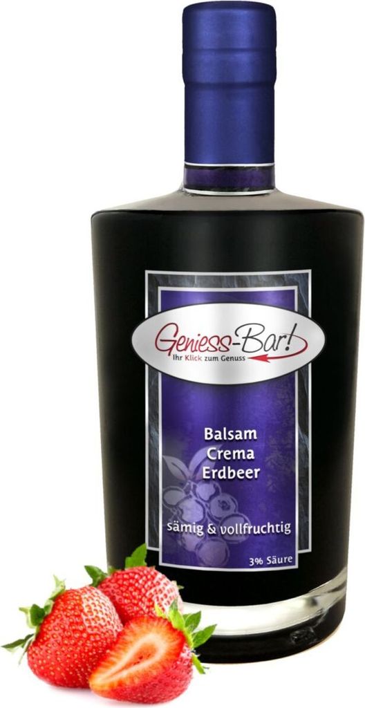 Balsamico Creme Erdbeere 0,7L 3%Säure mit original Crema di Aceto Balsamico di Modena IGP.