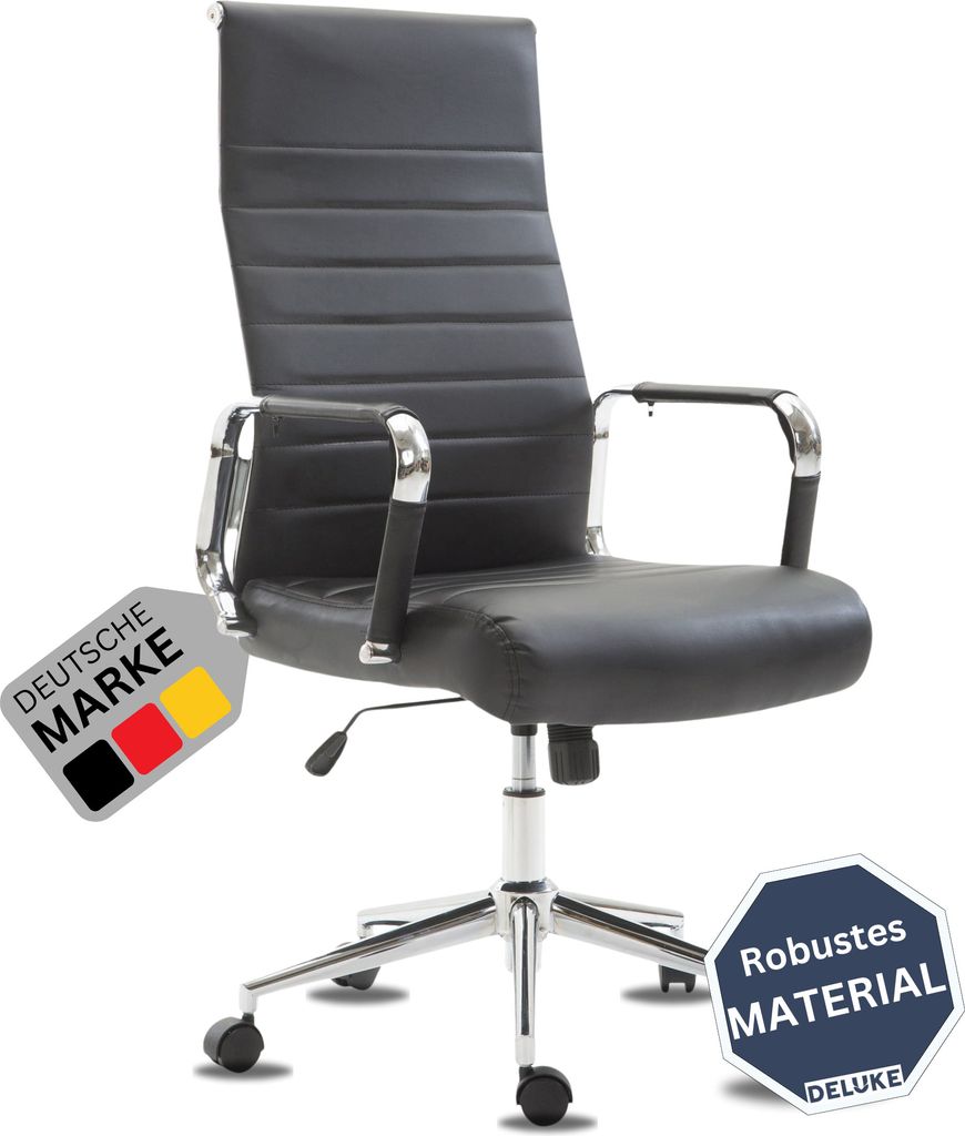 DELUKE Bürostuhl Ergonomisch SONOD Schreibtischstuhl mit Rollen | Höhenverstellbarer Drehstuhl, Arbeitsstuhl mit Armlehne | Chefsessel, Compute...