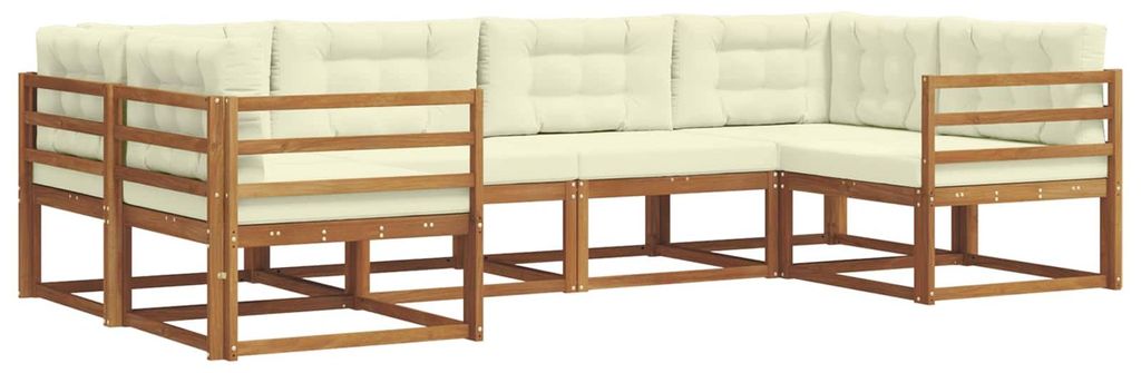 vidaXL Outdoor-Sofagarnitur mit Kissen 6 pcs Natur und Creme