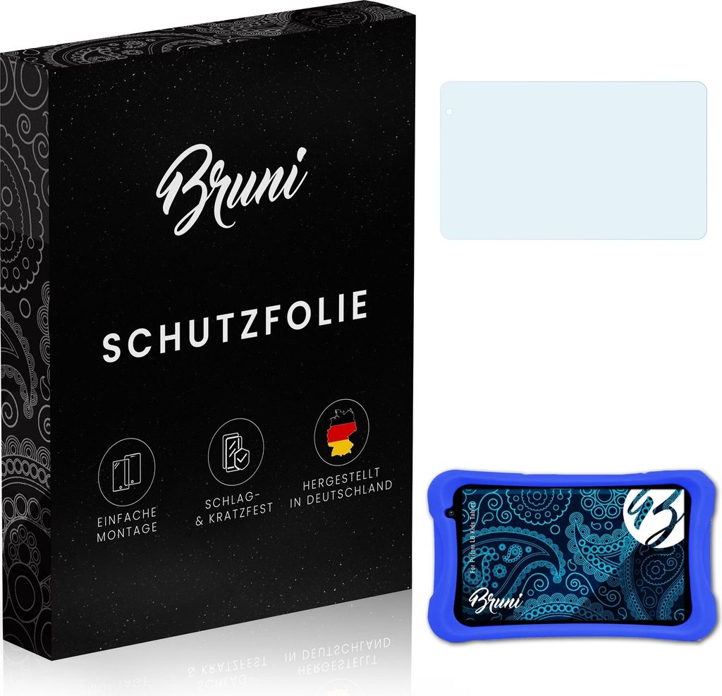 Bruni Basics-Clear 2x Schutzfolie kompatibel mit Pritom L8 Kids Tablet Folie