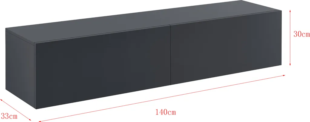 Mobile TV e Appendiabiti 140cm Grigio Opaco - Consolle Sospesa en.casa - 2