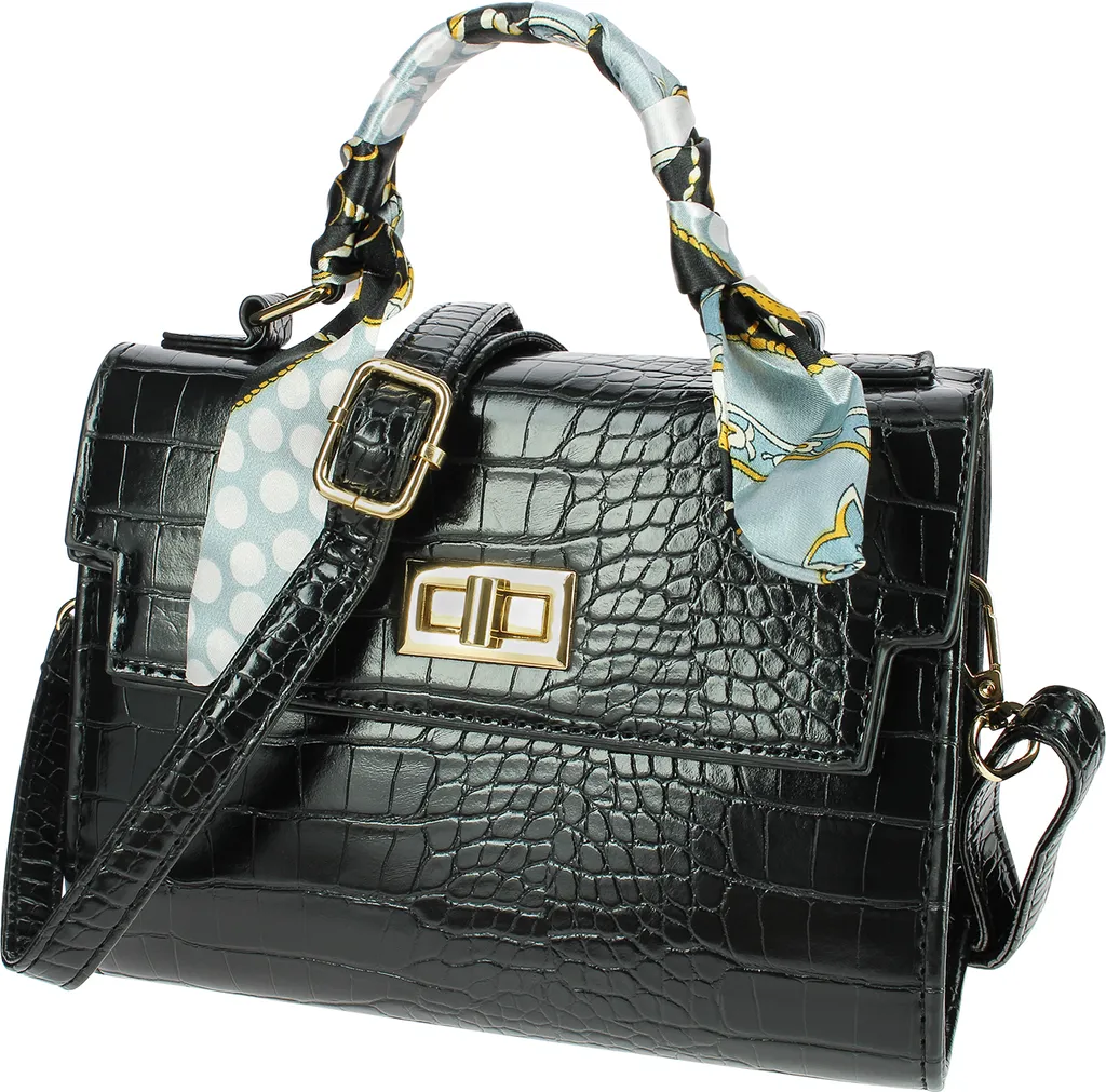 Sac à main porté main en simili crocodile noir chic de chez Gallantry