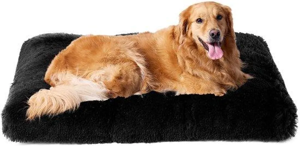 Panier pour chien XL déhoussable et tapis noir antidérapant en peluche