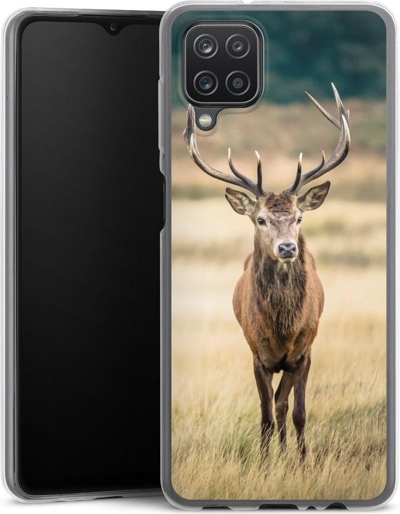 DeinDesign Slim Hülle für Samsung Galaxy A12 Silikon Case Ultra Dünn Handyhülle Hirsch Wald Wiese