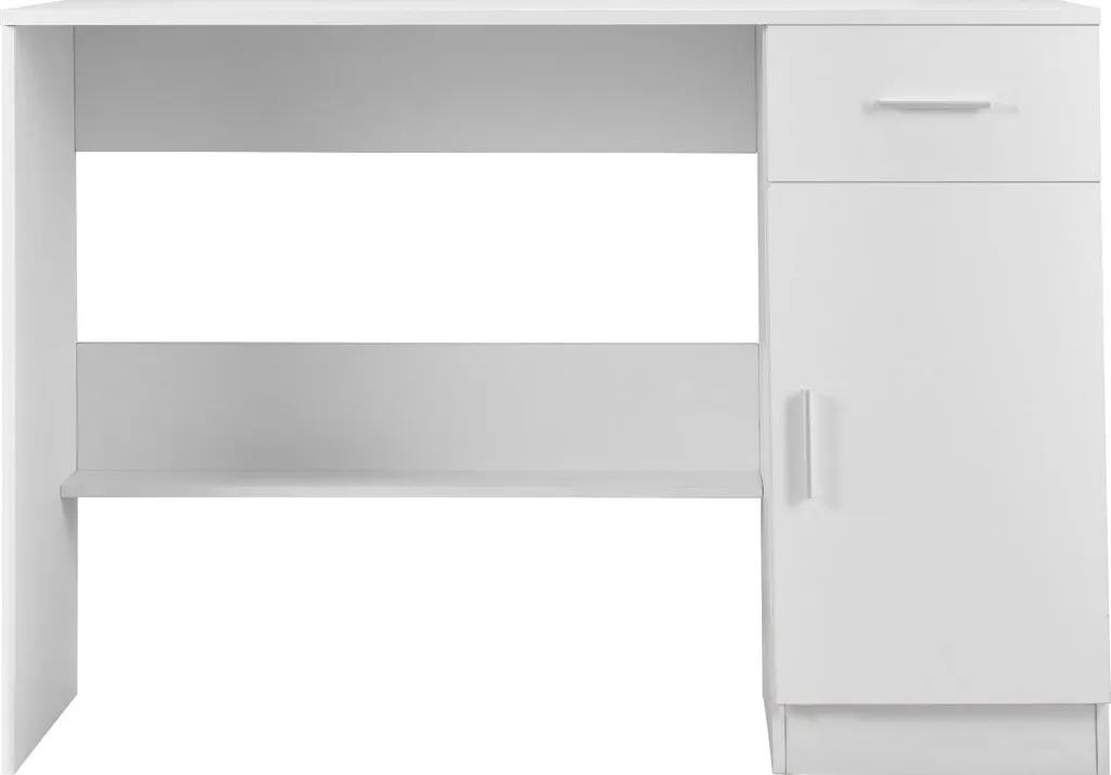 Table de bureau blanche rectangulaire avec étagère modulable en bois MDF - 11