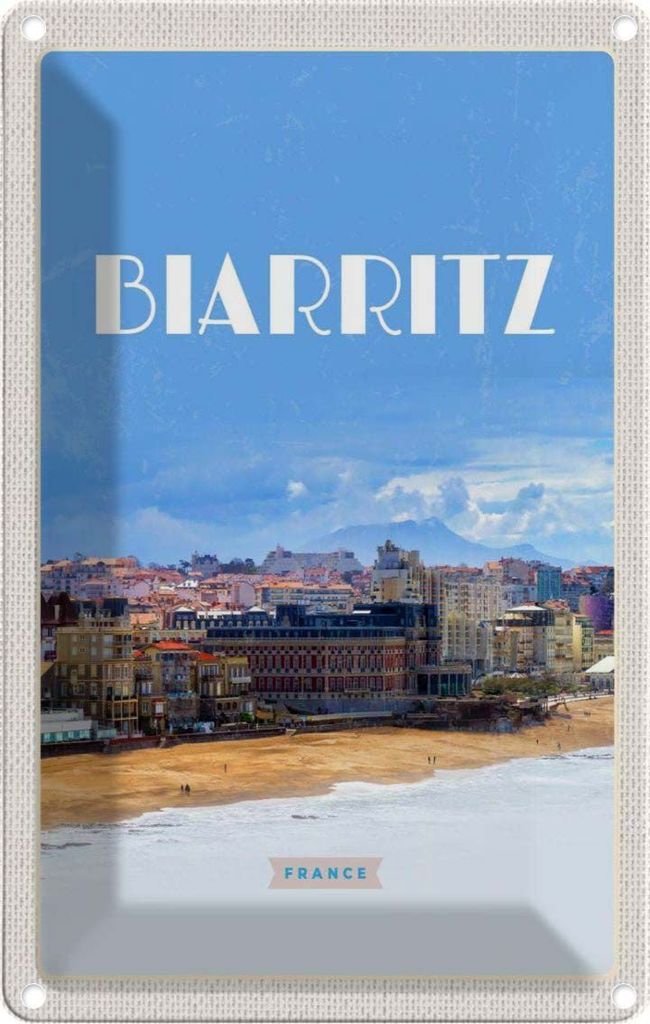 vianmo Blechschild 18x12 cm Biaritz France Reiseziel Bildmotiv Reisemotiv Abenteuer Reisen Urlaub