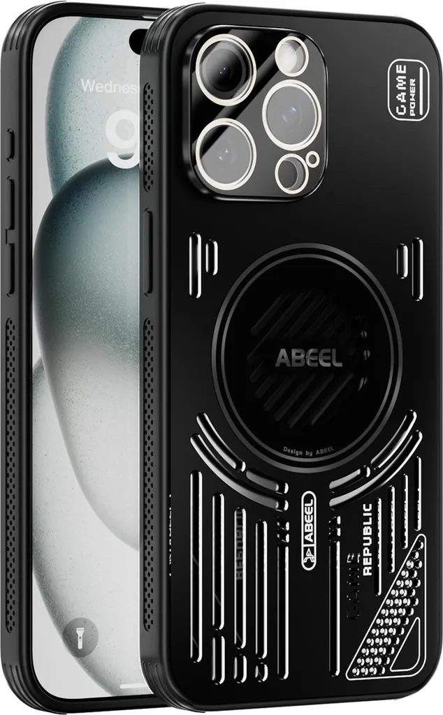 Custodia magnetica per iPhone 15 Pro Max Custodia protettiva antiurto in alluminio con dissipazione del calore e pellicola trasparente nera