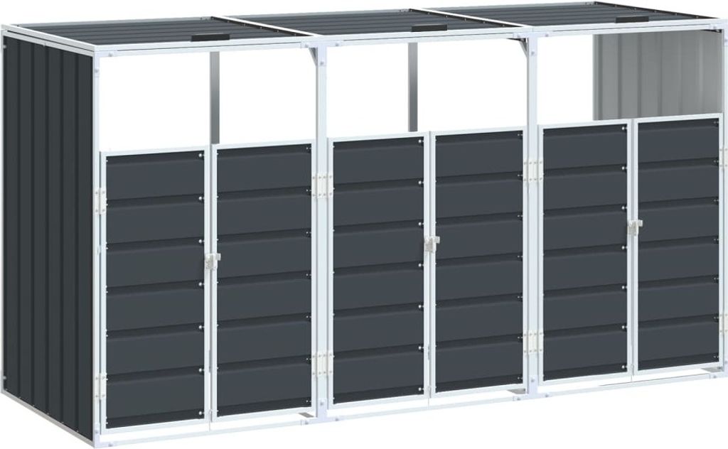 Mülltonnenbox für 3 Tonnen Anthrazit 216x81x115 cm Stahl
