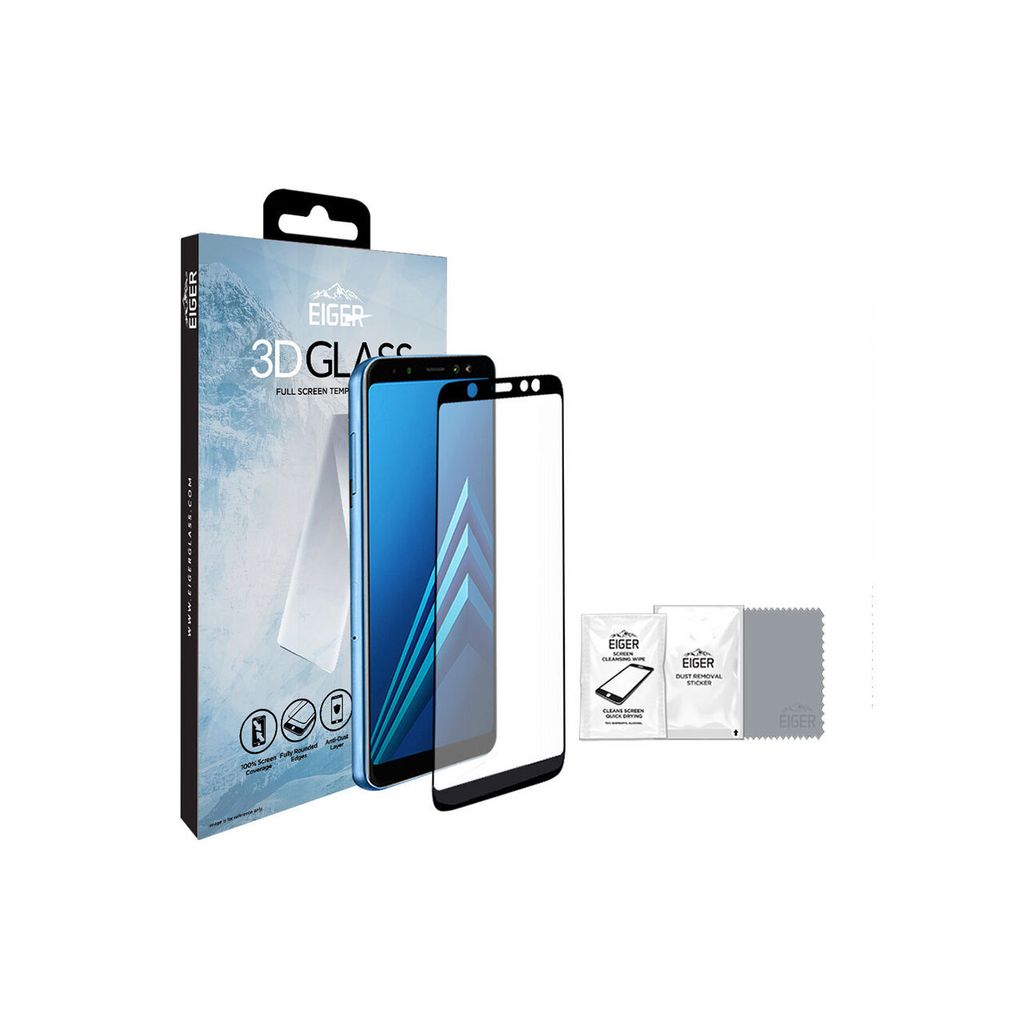 EIGER 3D Glass, Samsung, Samsung Galaxy A6, Staubresistent, Schwarz, Transparent, 1 Stück(e)