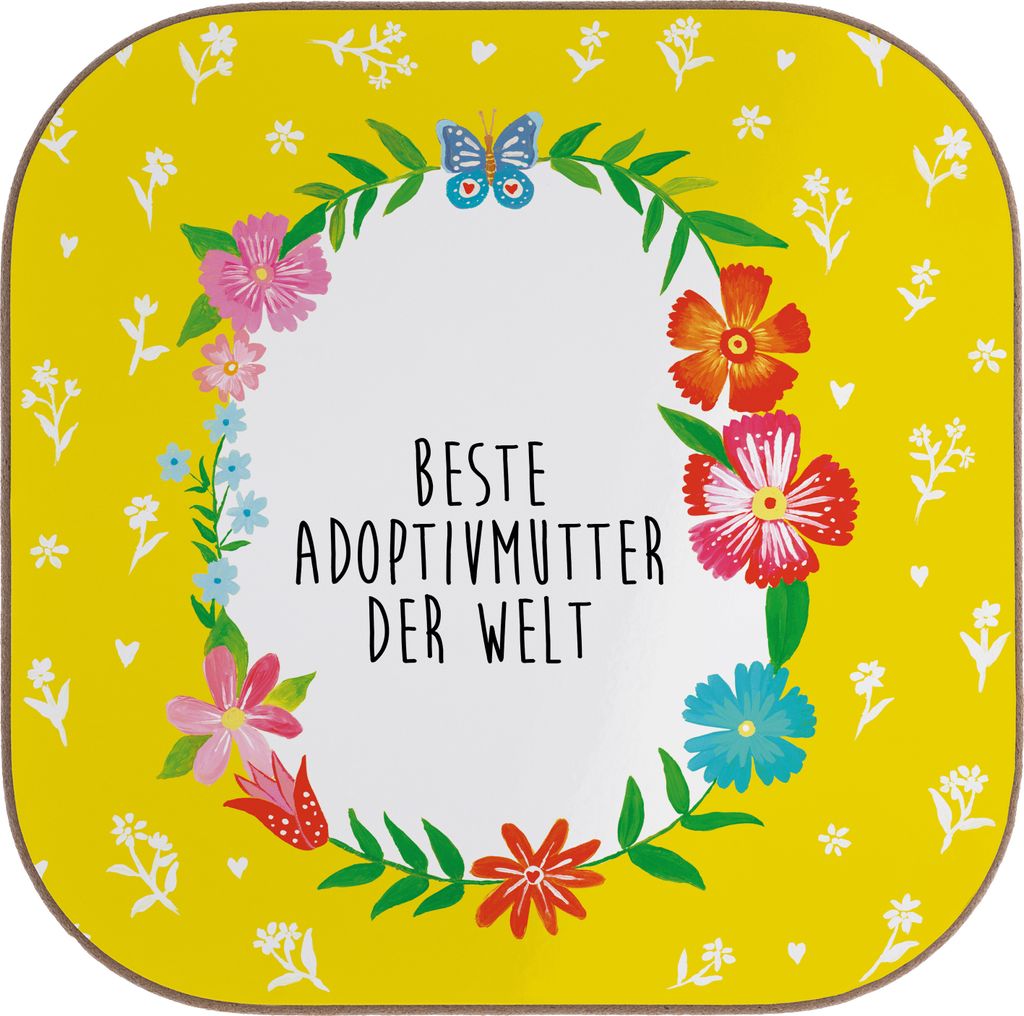Mr. & Mrs. Panda Tischuntersetzer Adoptivmutter - Weiß - Geschenk, Dankeschön, Untersetzer Gläser, Coaster, für, Mami, Mutter, gläseruntersetz...